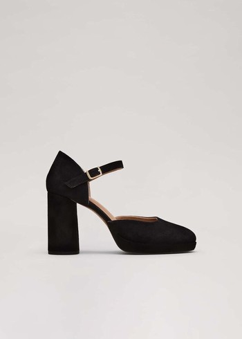 Phase Eight Black Suede Closed Toe Platform Heels Black Canada | JRYDCK-509